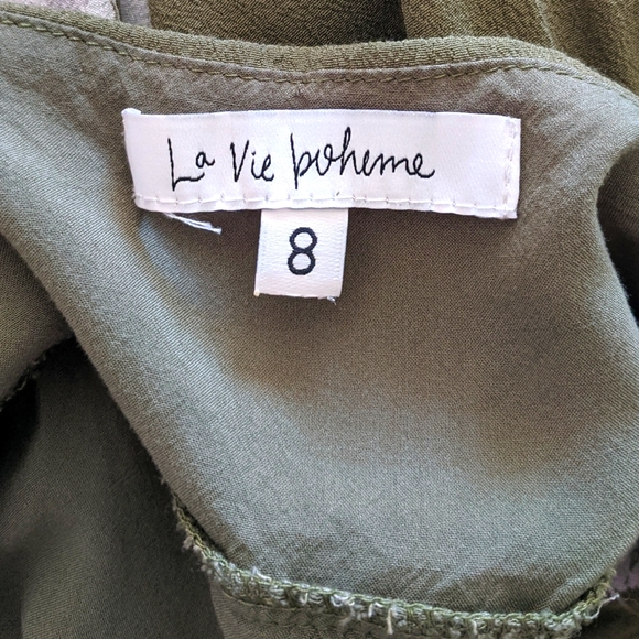 LA VIE BOHEME Woman's size 8 Sage & Floral Halter Sundress - Picture 8 of 9